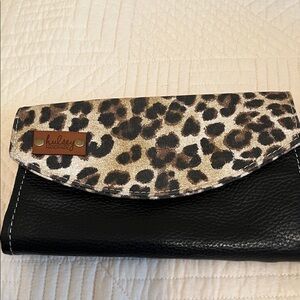 Handmade Leopard Print and Black Clutch